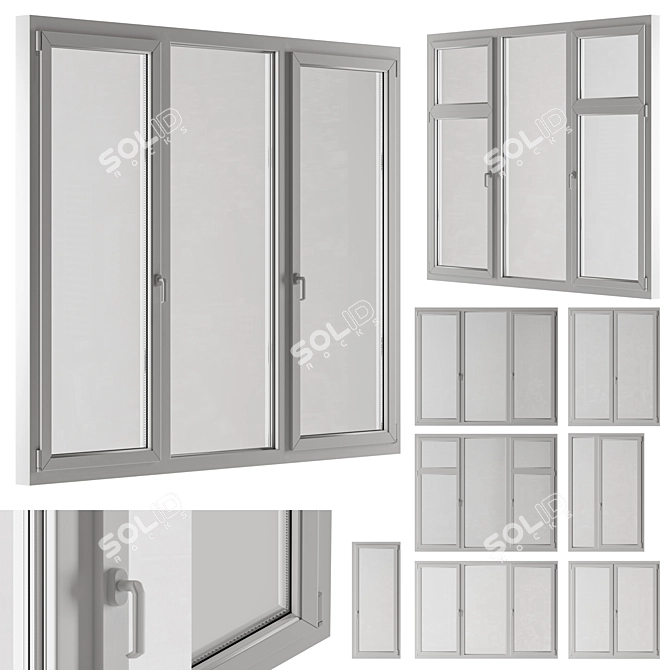 Modern White Window Frames Set 3D model image 1