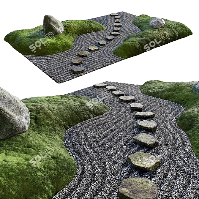  Tranquil Zen Rock Garden 3D model image 5