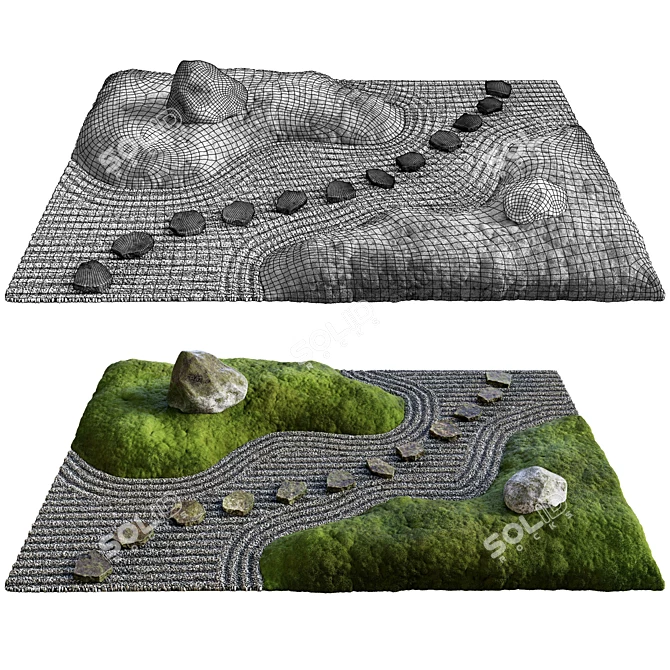  Tranquil Zen Rock Garden 3D model image 8