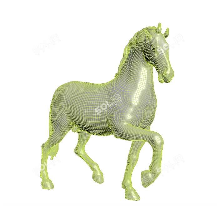 Obsidian Horse Sculpture 3D model image 6