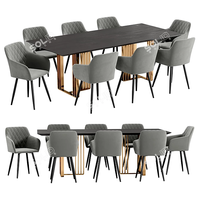 Modern Dining Chair and Table 3D model image 1