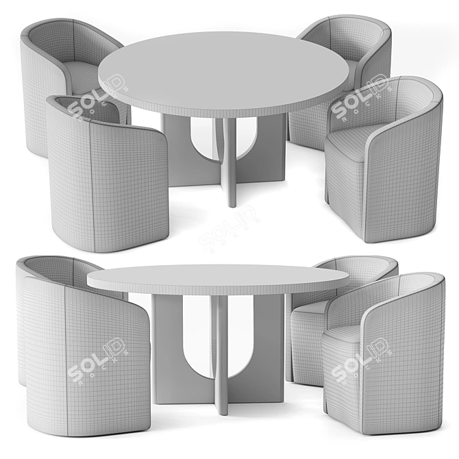 Breton Round Dining Table Set 3D model image 4