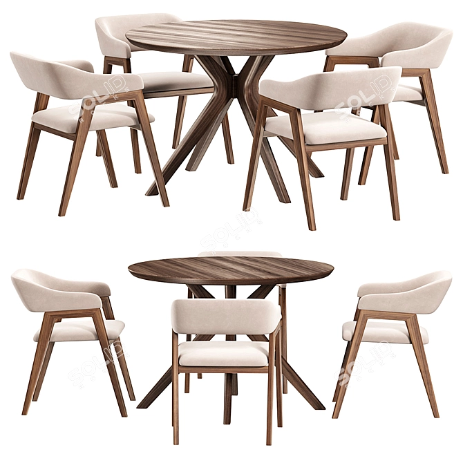 Rustic Chelsea Chair & Table 3D model image 2