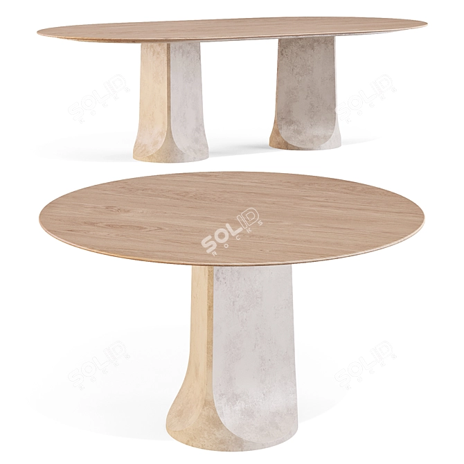 Togrul Marble Dining Table Set 3D model image 2