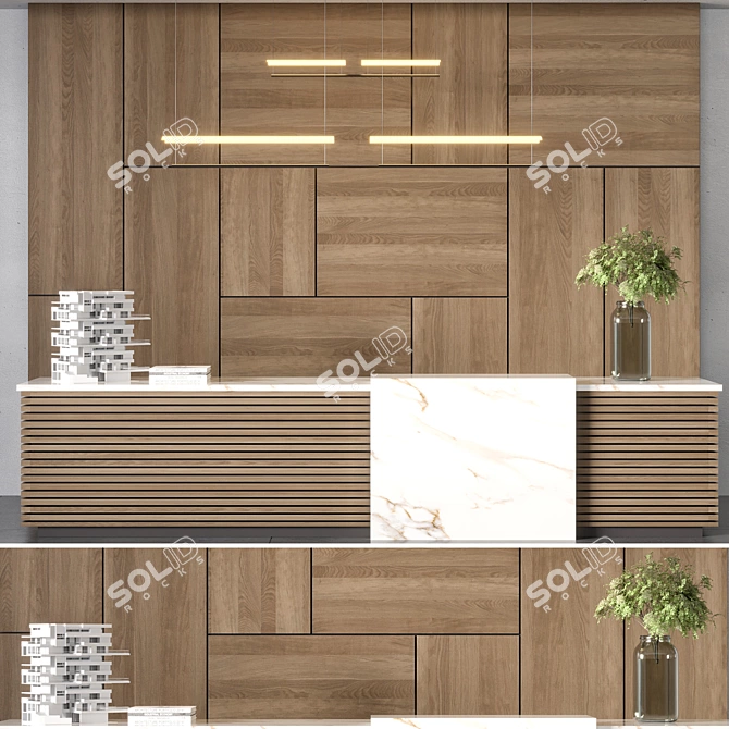  Modern Reception Desk Furnishings 3D model image 1