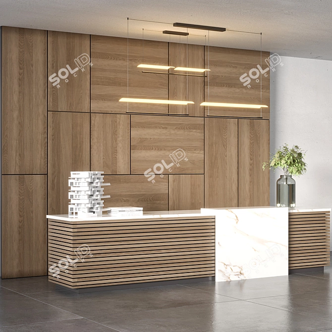  Modern Reception Desk Furnishings 3D model image 2