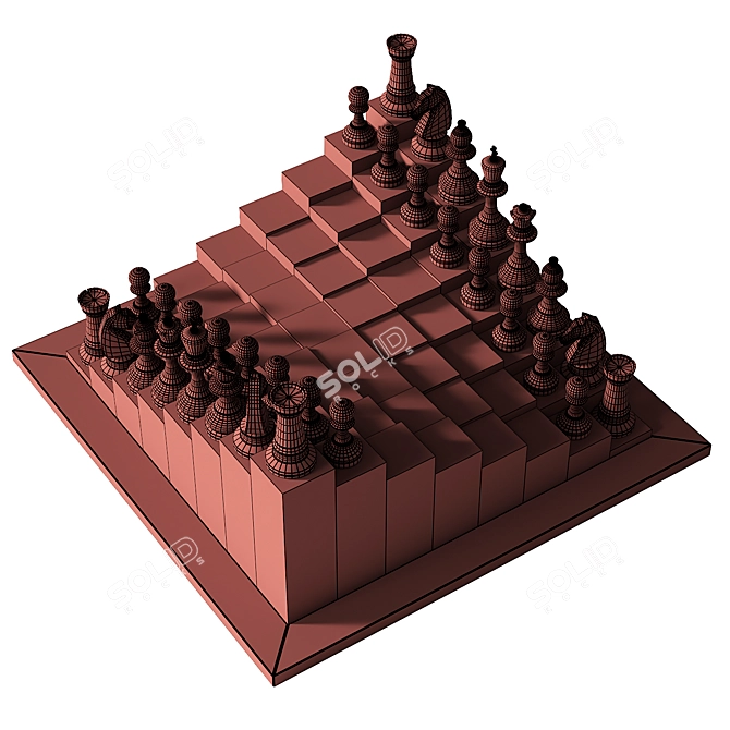  3D Wooden Chess Set 3D model image 5