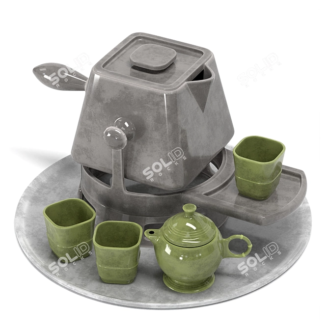 Elegant Kitchen Tableware Set 04 3D model image 1