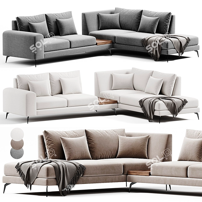 Elegant Long Island Sofa Design 3D model image 1