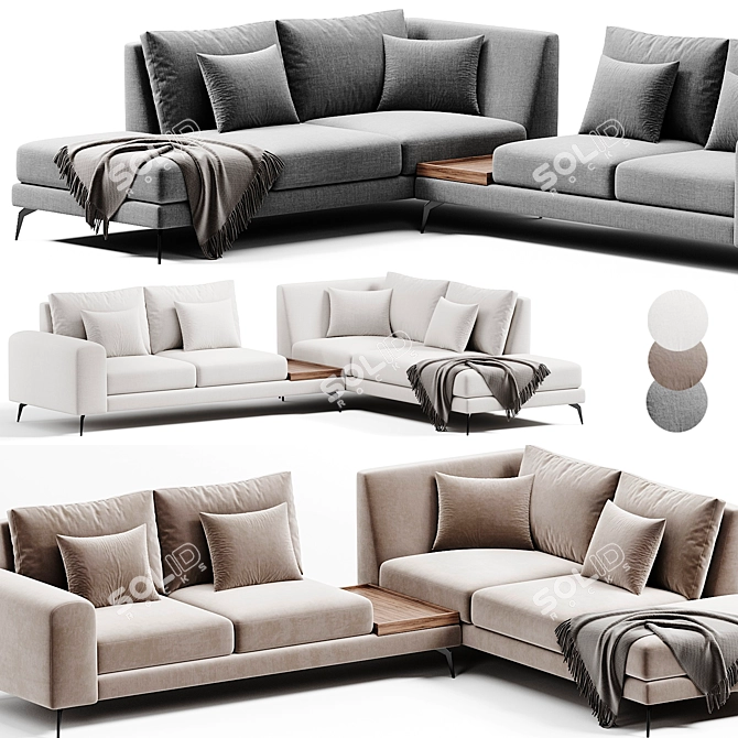 Elegant Long Island Sofa Design 3D model image 2