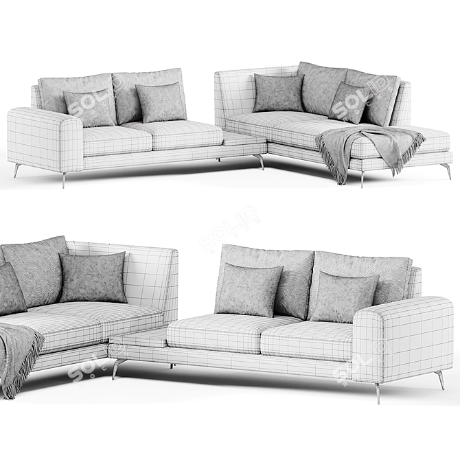 Elegant Long Island Sofa Design 3D model image 4
