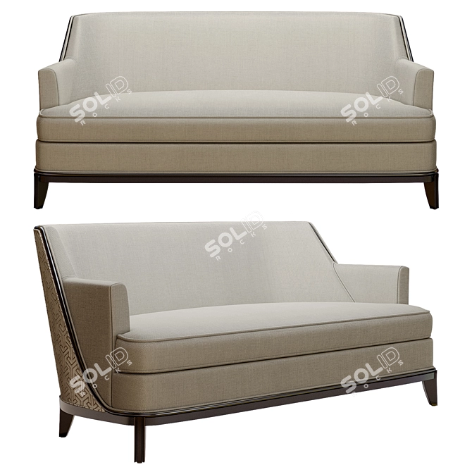 Art Deco Wood Fabric Sofa 3D model image 1