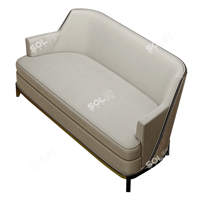 Art Deco Wood Fabric Sofa 3D model image 2