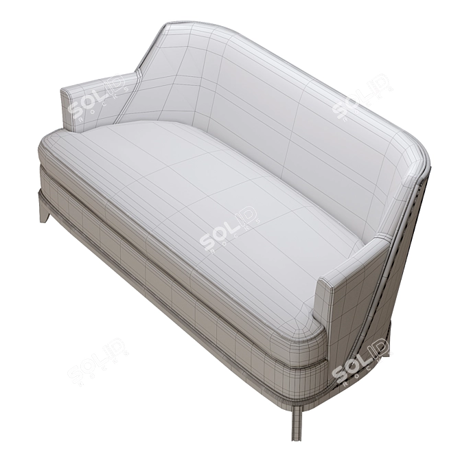 Art Deco Wood Fabric Sofa 3D model image 4