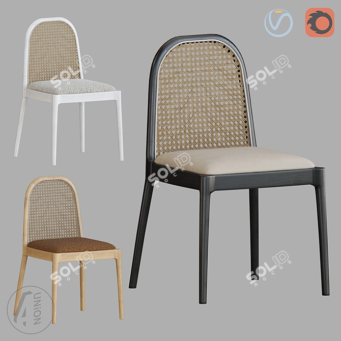 Rattan T Dining Chair, Modern 3D model image 1