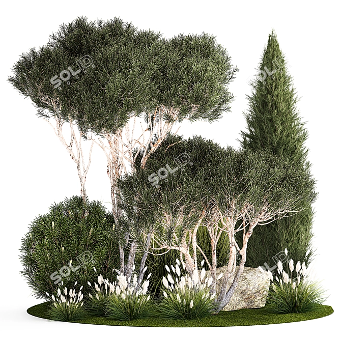 Alpine Topiary Tree Set 3D model image 1