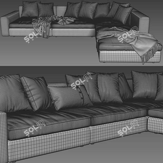 Elegant Poliform Dune Chaise Lounge 3D model image 4