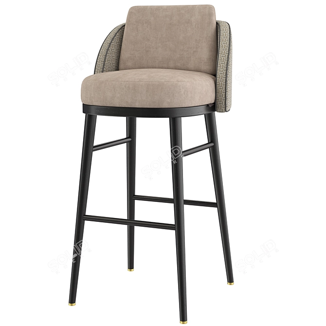 Luxury Palma Bar Stool: Plush Velvet, Graphic Detail 3D model image 1