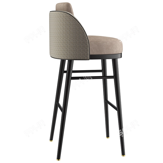 Luxury Palma Bar Stool: Plush Velvet, Graphic Detail 3D model image 3