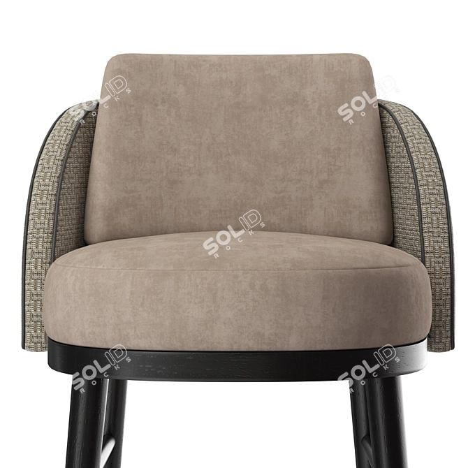 Luxury Palma Bar Stool: Plush Velvet, Graphic Detail 3D model image 5