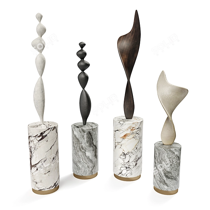 Elegant Adegio Marble Wood Oar 3D model image 1