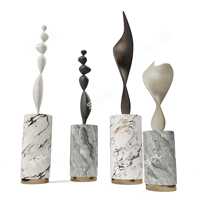 Elegant Adegio Marble Wood Oar 3D model image 5