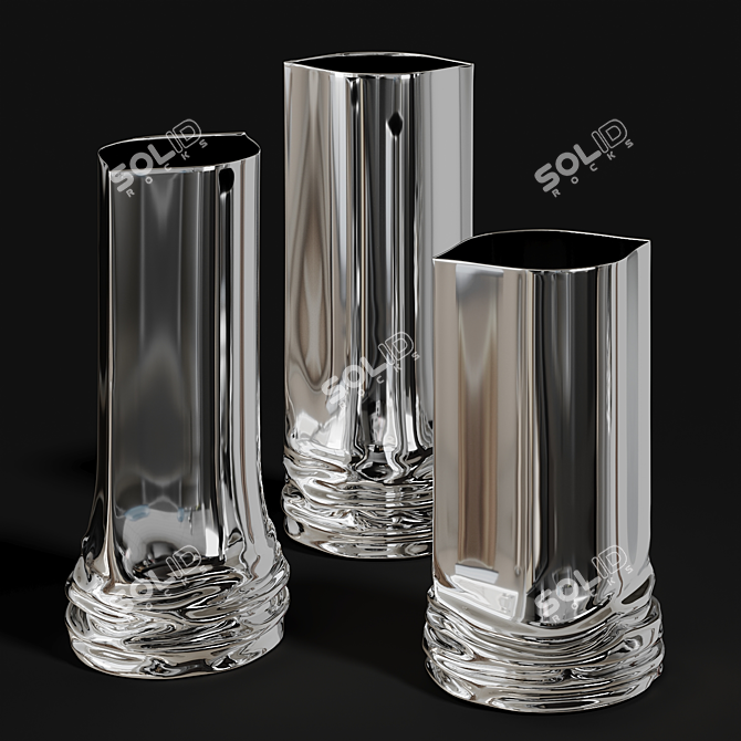 Zieta Crash Vases: Polished Inox 3D model image 1