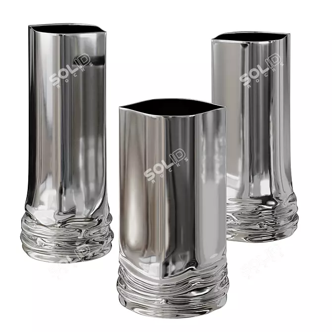 Zieta Crash Vases: Polished Inox 3D model image 5