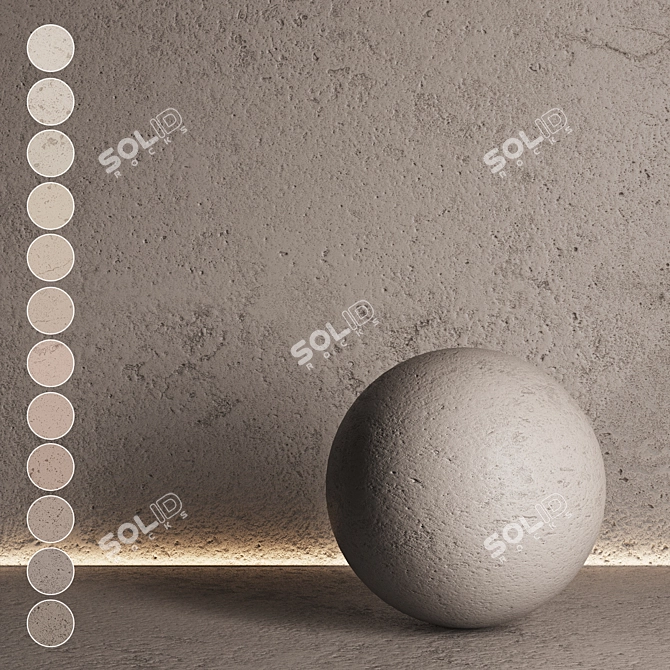 Seamless Decorative Plaster Texture Pack 3D model image 1