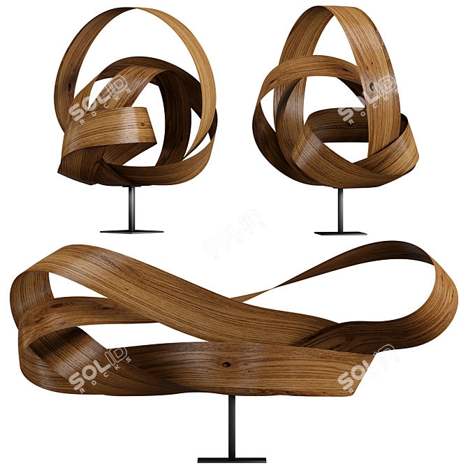 Modern Wooden Sculpture 3D Model 3D model image 1