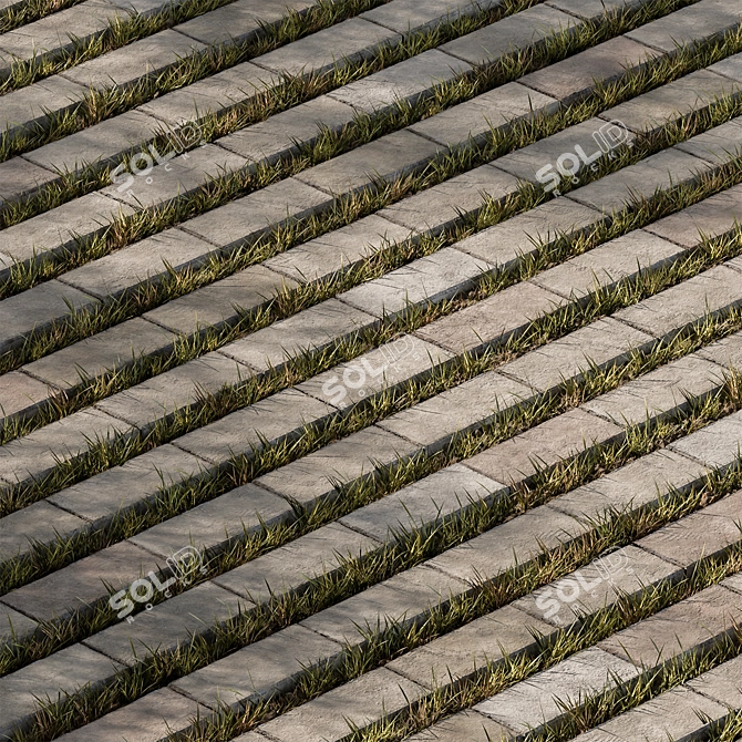 Grass-Topped Paving Slab 3D model image 1