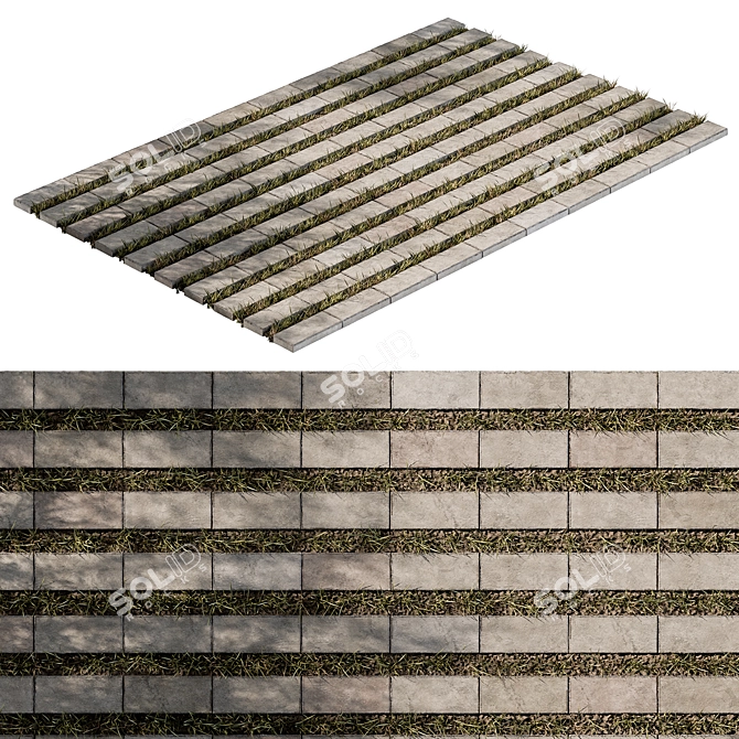 Grass-Topped Paving Slab 3D model image 3