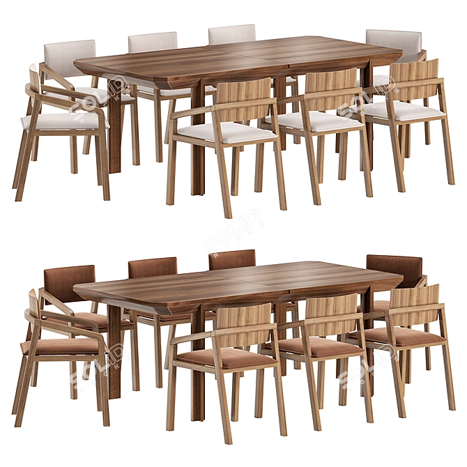 Elegant Mull Chair & Cres Table 3D model image 1