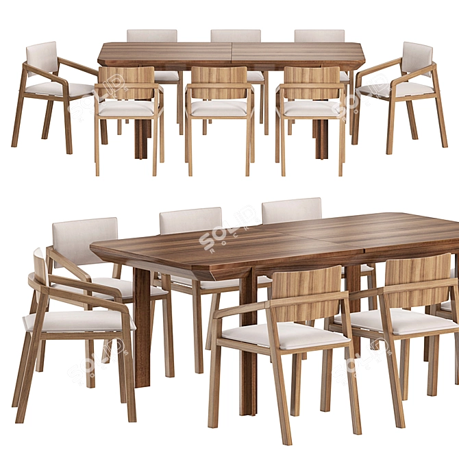 Elegant Mull Chair & Cres Table 3D model image 2