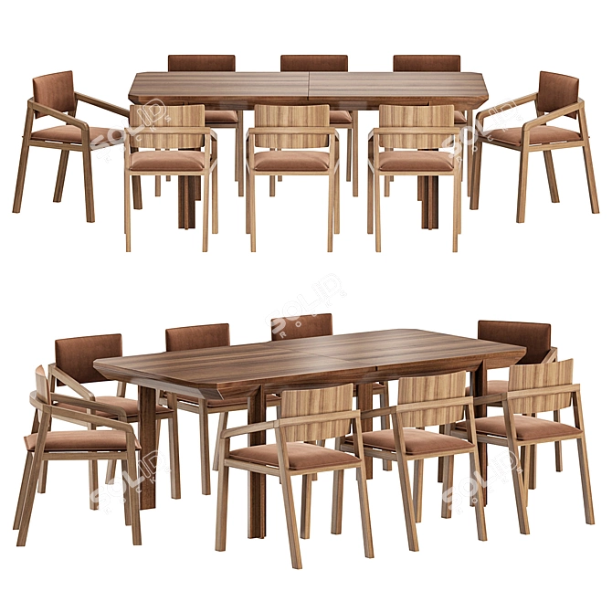 Elegant Mull Chair & Cres Table 3D model image 3