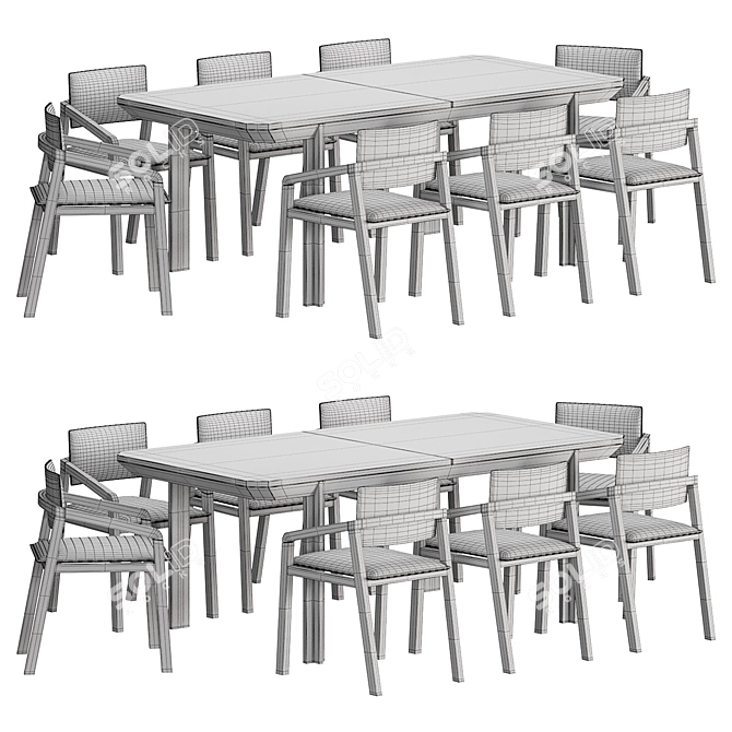 Elegant Mull Chair & Cres Table 3D model image 4