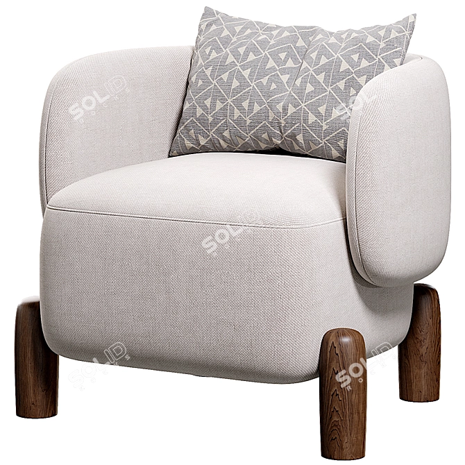 Modern Wyatt Fabric Lounge Chair 3D model image 2