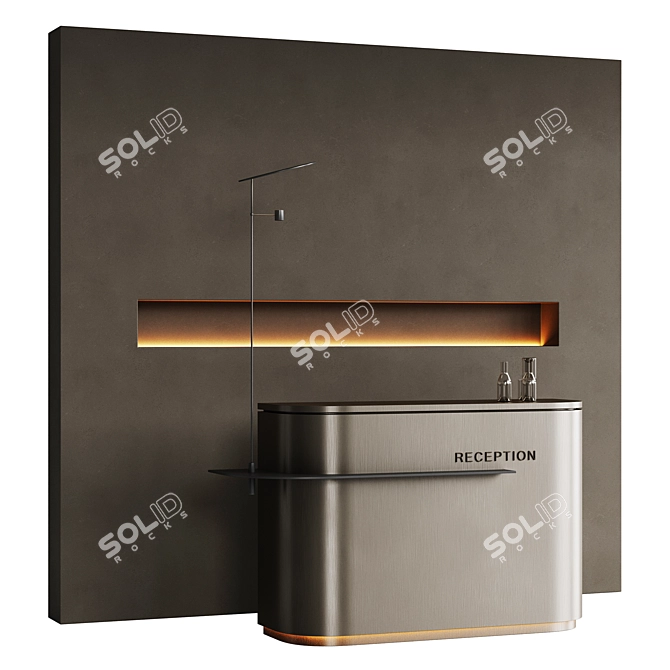 Minimalistic Metal Reception Desk 3D model image 4