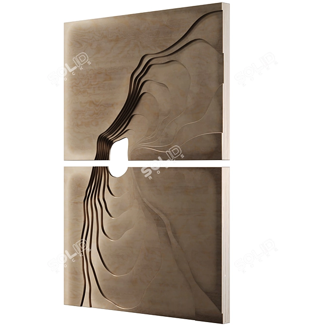 Abstract Metal Wall Sculpture 3D model image 3