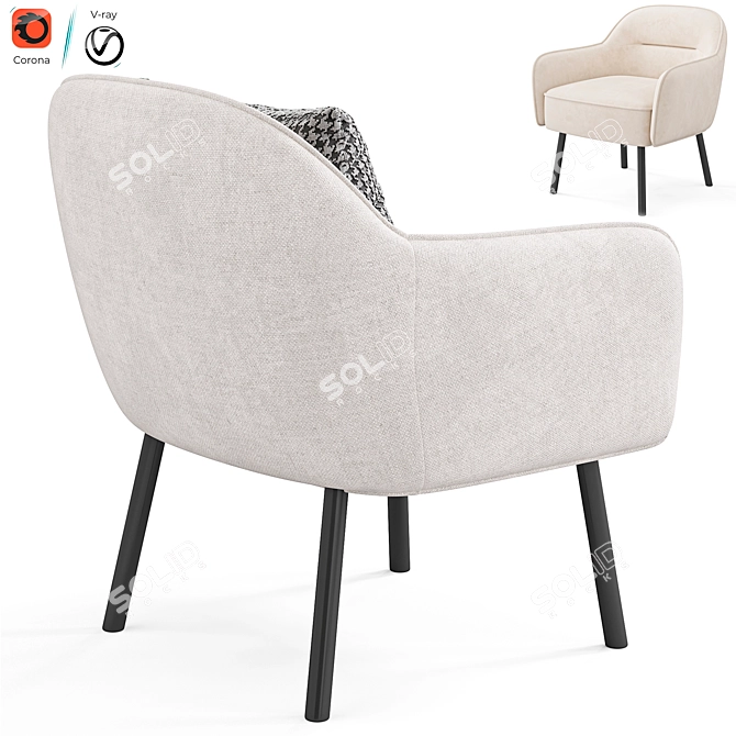 Contemporary Stewart Upholstered Armchair 3D model image 3