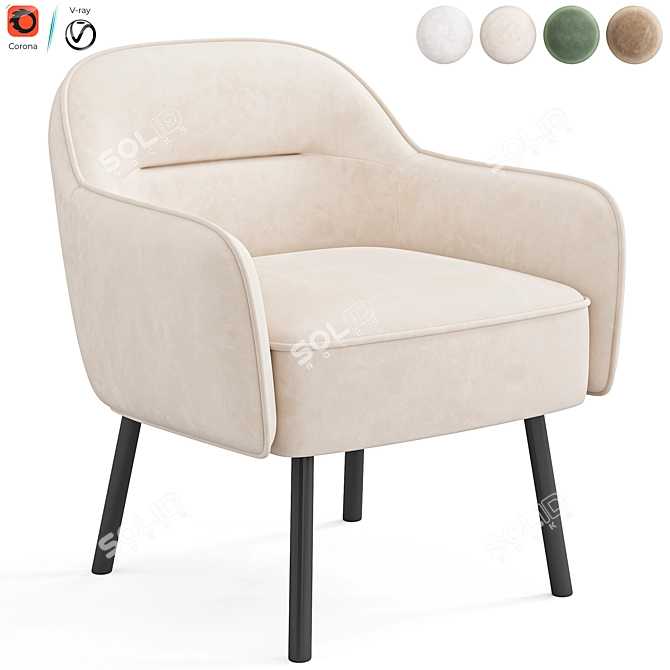 Contemporary Stewart Upholstered Armchair 3D model image 4