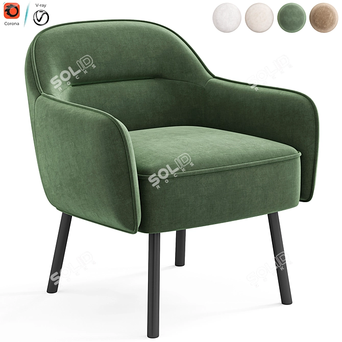 Contemporary Stewart Upholstered Armchair 3D model image 5