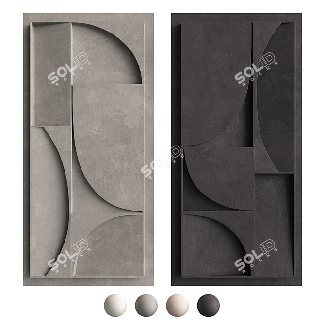 Nordic Geometric Relief Panel 3D model image 6
