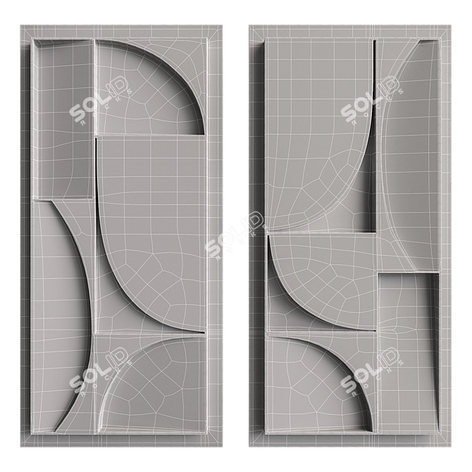 Nordic Geometric Relief Panel 3D model image 9