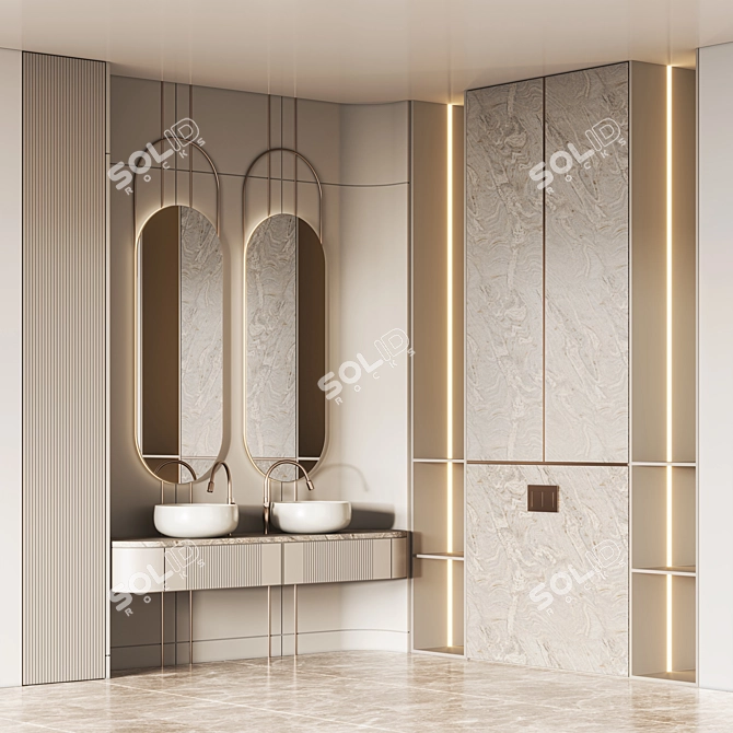 Modern Bathroom Furniture Set 17 3D model image 2