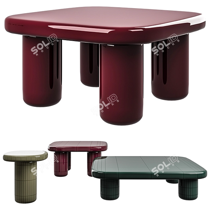 Sleek Bilbao Coffee Table, Various Sizes 3D model image 7