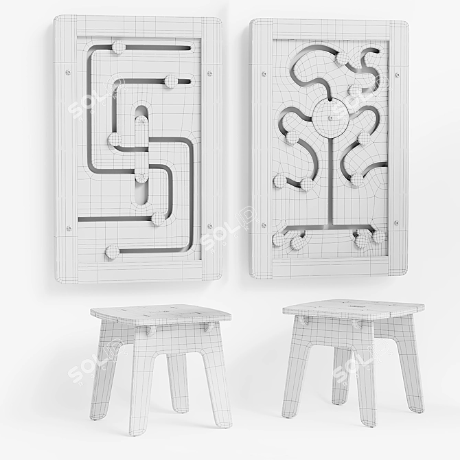 Kids Interactive Play Equipment Set 3D model image 5