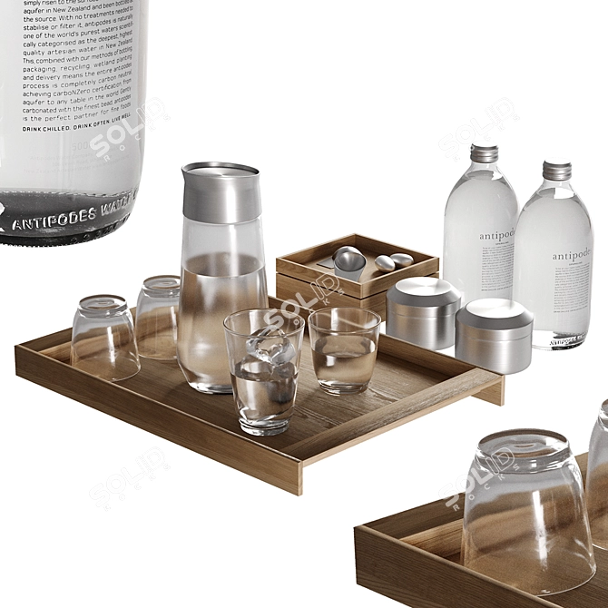 Decorative Serving Set with Glassware 3D model image 2