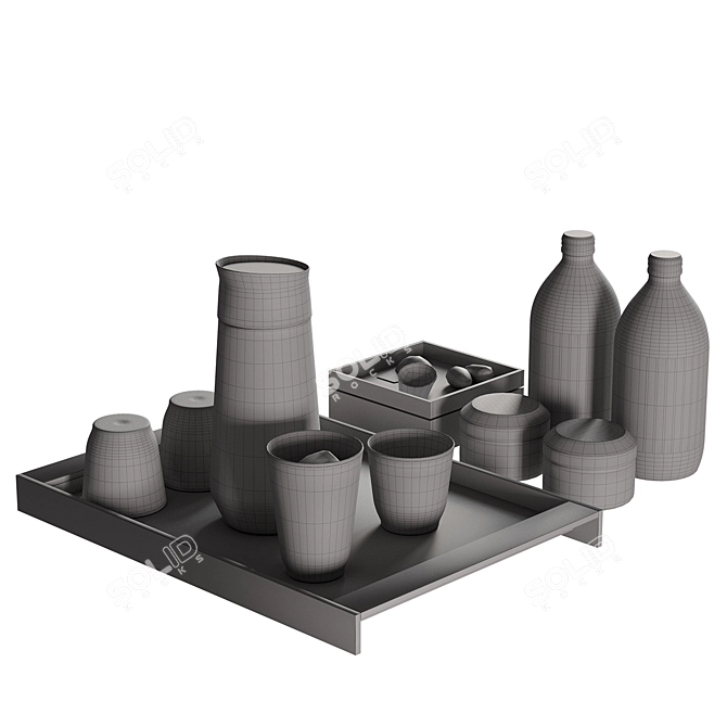 Decorative Serving Set with Glassware 3D model image 5