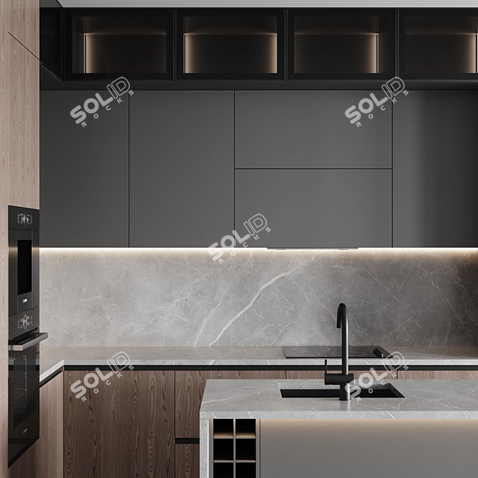 Customizable Modern Kitchen Design 3D model image 4